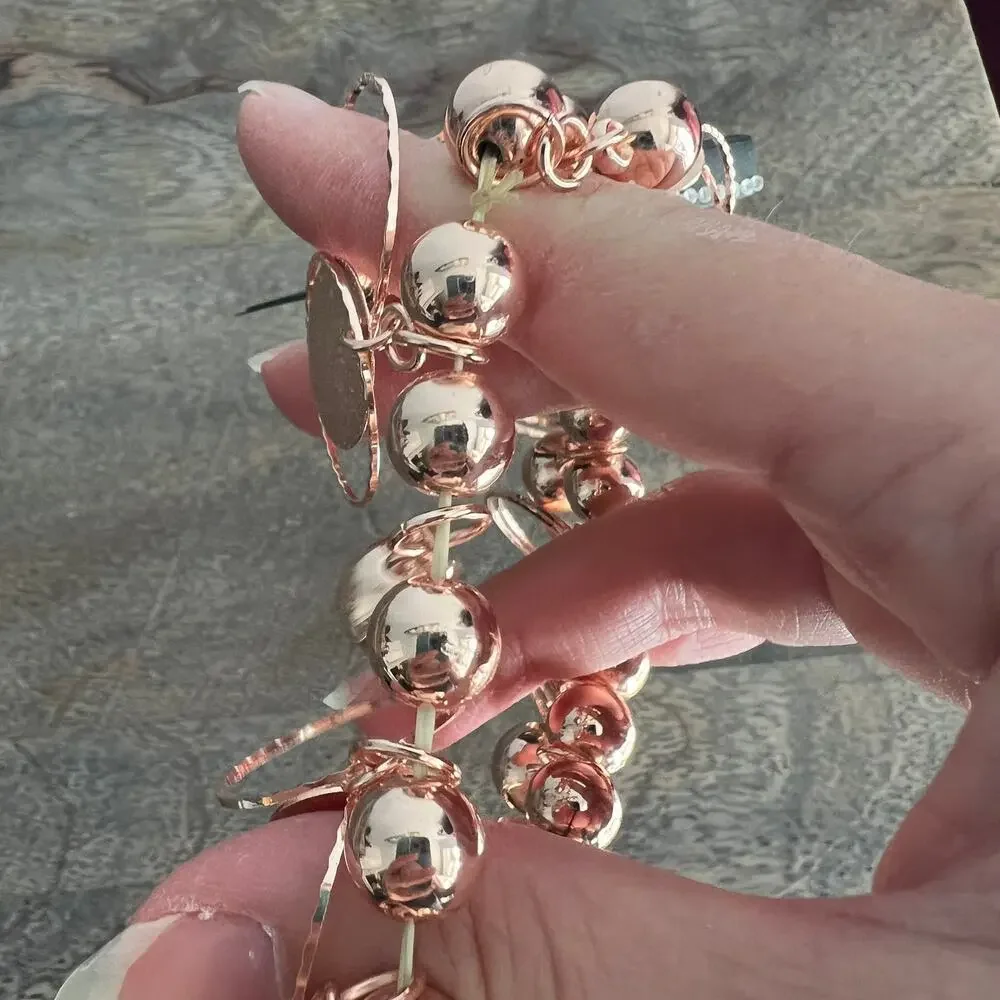 🍭6/$30 New with Tags Metal Rose Gold Bauble Stretch Bracelet